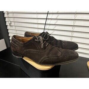 FINSBURY Italian Made Brown Suede Cap Toe Dress Shoes 8 (34)